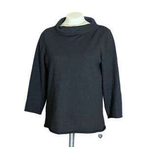 Charter Club Black 3/4 Sleeve 2 Ply Cashmere Cowel Neck Sweater L